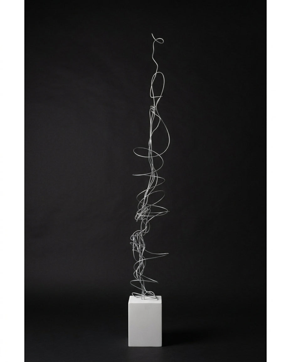 Campiglio, a one-of-a-kind contemporary sculpture in galvanized steel with a concrete-filled base, created by artist Sébastien Di Nicolantonio for DI NICOLANTONIO PARIS.