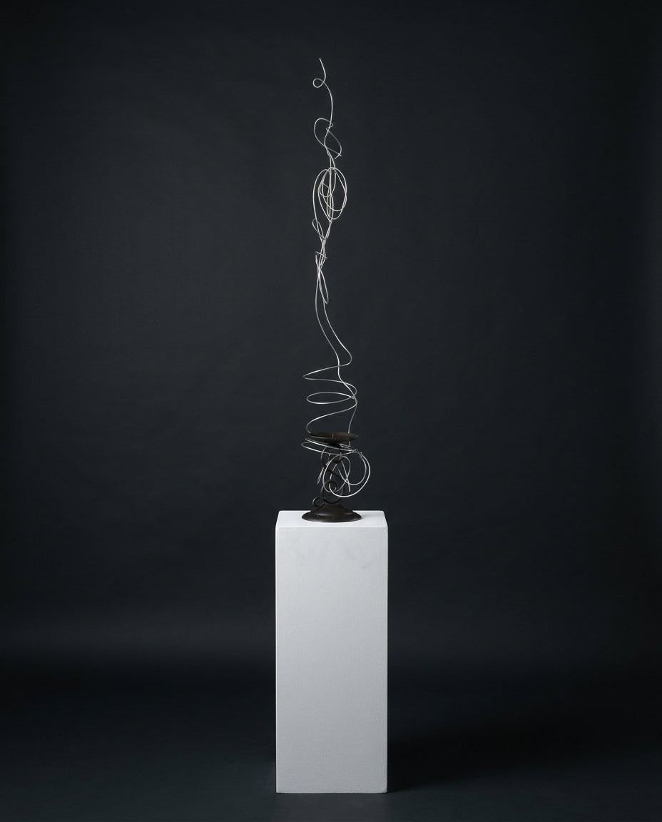 Illuminismo, a one-of-a-kind contemporary sculpture in galvanized steel incorporating a candle holder, created by artist Sébastien Di Nicolantonio for DI NICOLANTONIO PARIS.