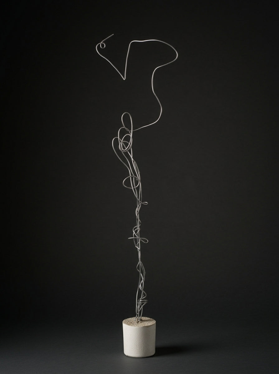 Meridien, a one-of-a-kind contemporary sculpture in galvanized steel with a concrete-filled base, created by artist Sébastien Di Nicolantonio for DI NICOLANTONIO PARIS.