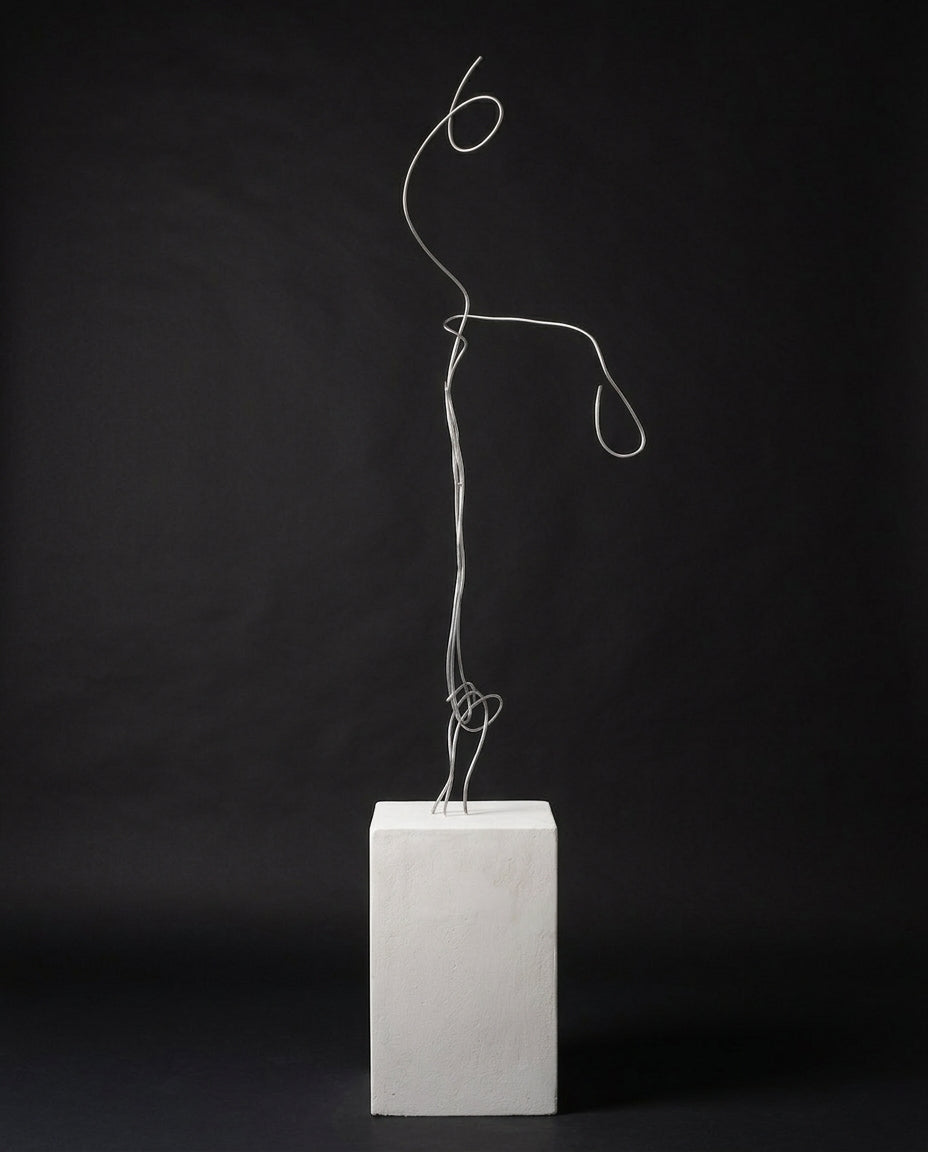 Scala, a one-of-a-kind contemporary sculpture in galvanized steel with a concrete-filled base, created by artist Sébastien Di Nicolantonio for DI NICOLANTONIO PARIS.
