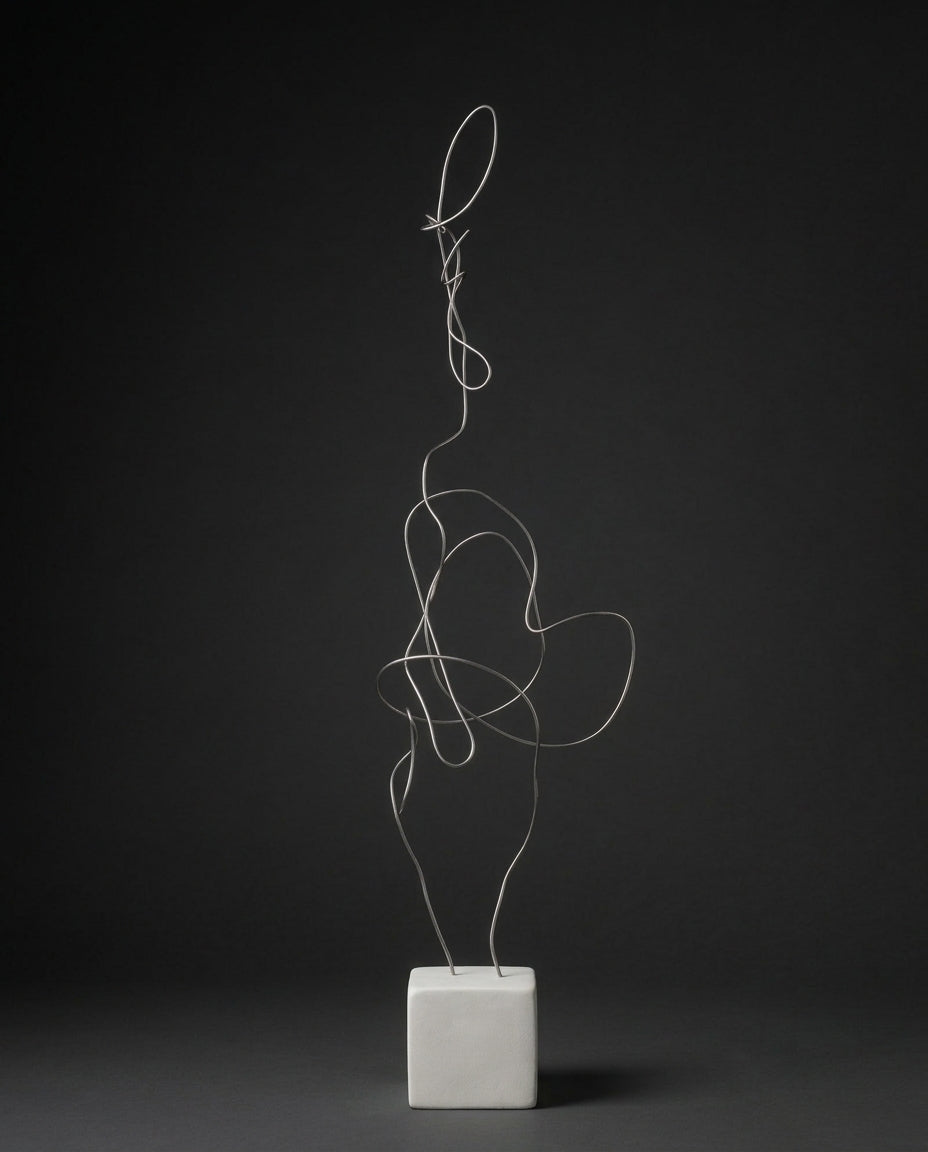 Sonnet Creatopist, a one-of-a-kind contemporary sculpture in galvanized steel with a concrete-filled base, created by artist Sébastien Di Nicolantonio for DI NICOLANTONIO PARIS.